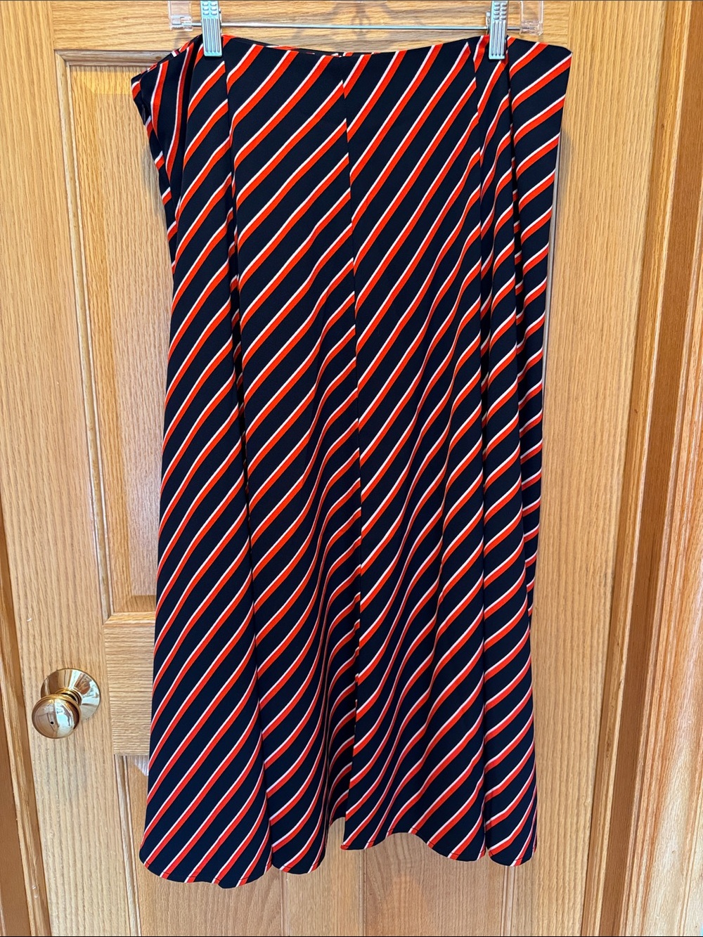 Tommy Hilfiger Navy Skirt with Red and White Diagonal Stripes